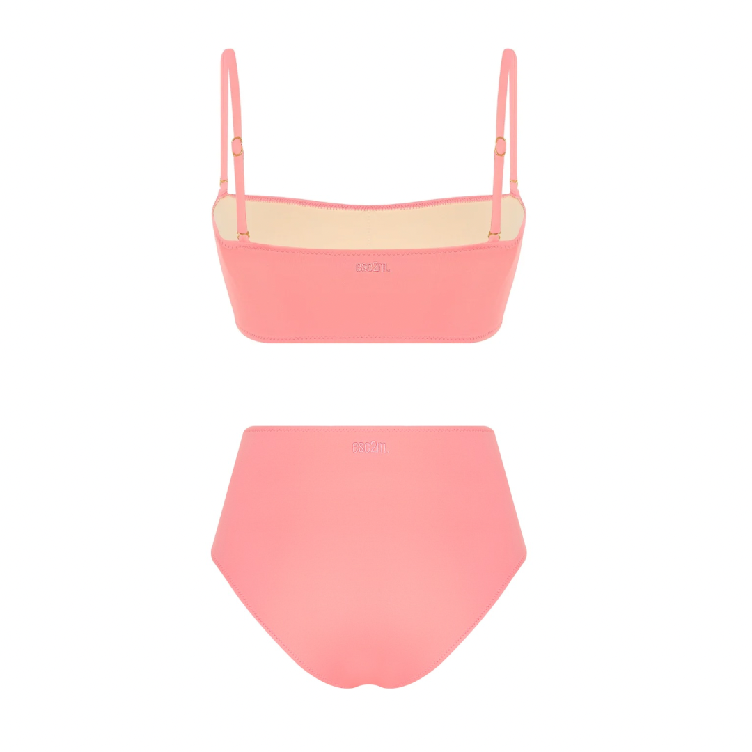 ESC2M Hermia Women's Peony Pink Strapless High-Waisted Bikini Set