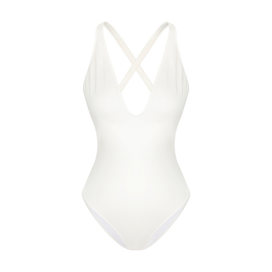ESC2M Titania Women's Coconut Ecru V-Neck Cross-Back Swimsuit