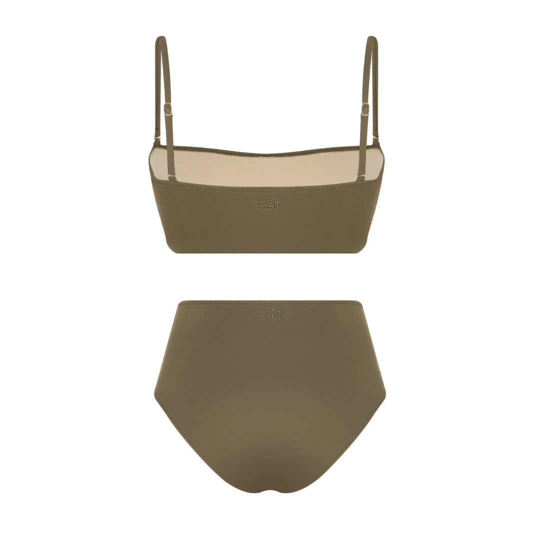 ESC2M Hermia Women's Olive Green Strapless High-Waisted Bikini Set
