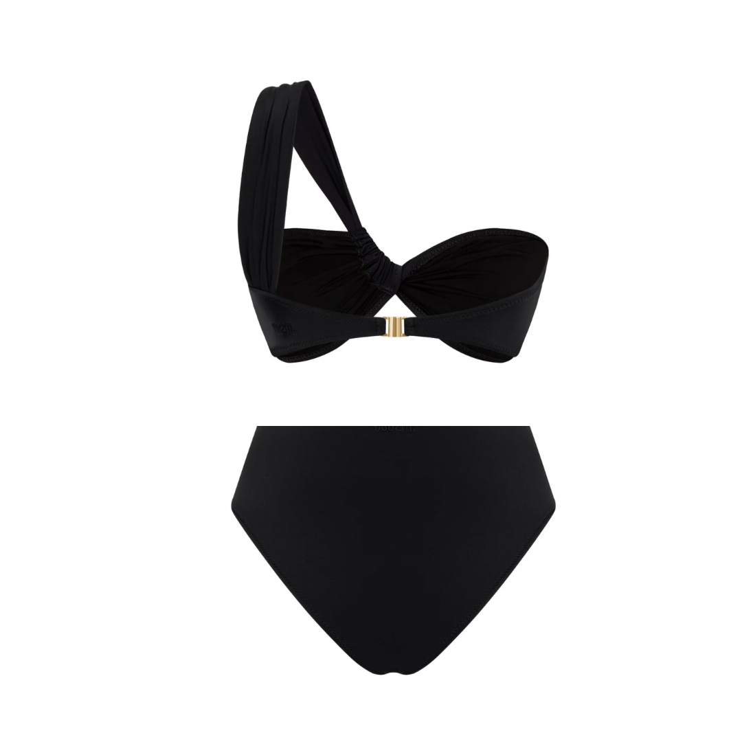 ESC2M Helena Women's Midnight Black One-Shoulder High-Waisted Bikini Set